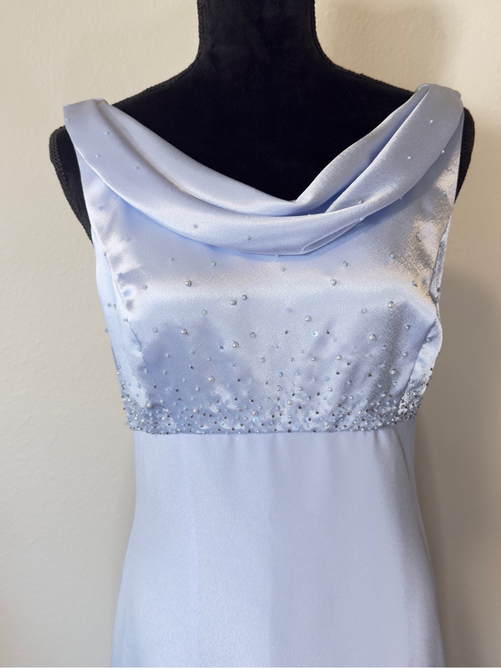 Alex Evenings Light Blue Strapless Cowl Neck Evening Gown